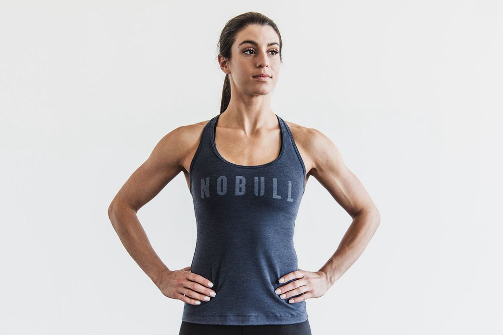 NOBULL Women's Racerback Tank Tops - Navy - Ireland (0139JLBRC)